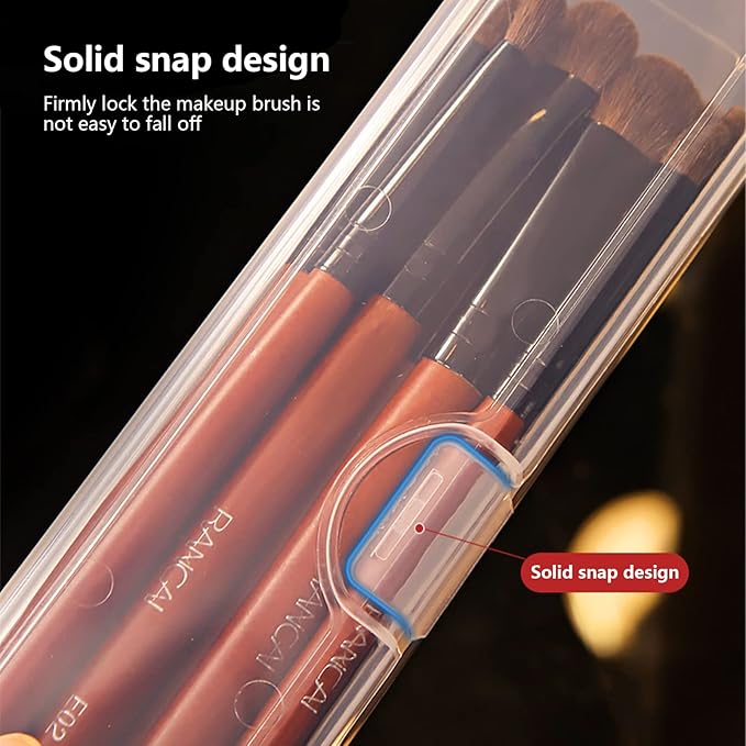 Portable Travel Cosmetic Brush Holder Dispenser Cutlery Storage Jar with Transparent Lid - Fixed Frame - Cotton Swab & Dental Floss Box - 3 pcs (8.4x1.9x1.2 in)
