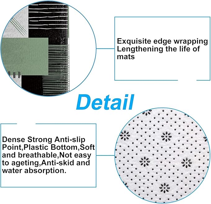 All Smiles Sage Green Shower Curtain Sets with Non-Slip Rugs,Toilet Lid Cover and Bath Mat, Black and Green Bathroom Decor Set Accessories Waterproof Shower Curtains