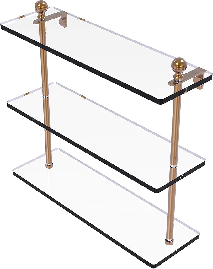 Allied Brass MA-5/16 Mambo Collection 16 Inch Triple Tiered Glass Shelf, Brushed Bronze