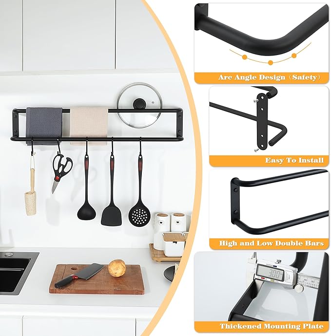Alise Double Towel Bar,32 Inch Towel Racks for Bathroom, SUS304 Stainless Steel Towel Bar for Bathroom Wall,Quick Drying Bathroom Towel Holder, Long Bath Towel Hanger,Matte Black