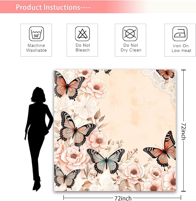 Dreamrflove Butterfly Shower Curtain, 1-Pack Pink Floral Shower Curtain, Butterfly Floral Bathroom Decor, 72x72 Inch Waterproof Polyester Insulated Home Decor