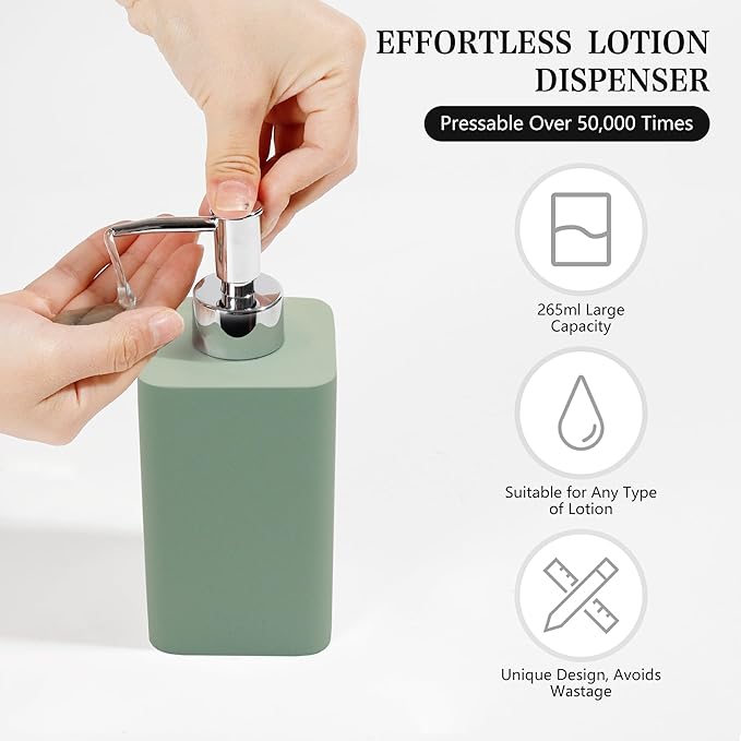 YMXYJM Bathroom Accessories Set, 4 Pcs Bathroom Accessory Set, Soap Dispenser, Toothbrush Holder, Qtip Holder Set, Bathroom Sets Complete, Bathroom Sink Set for Modern Home Decor,Green