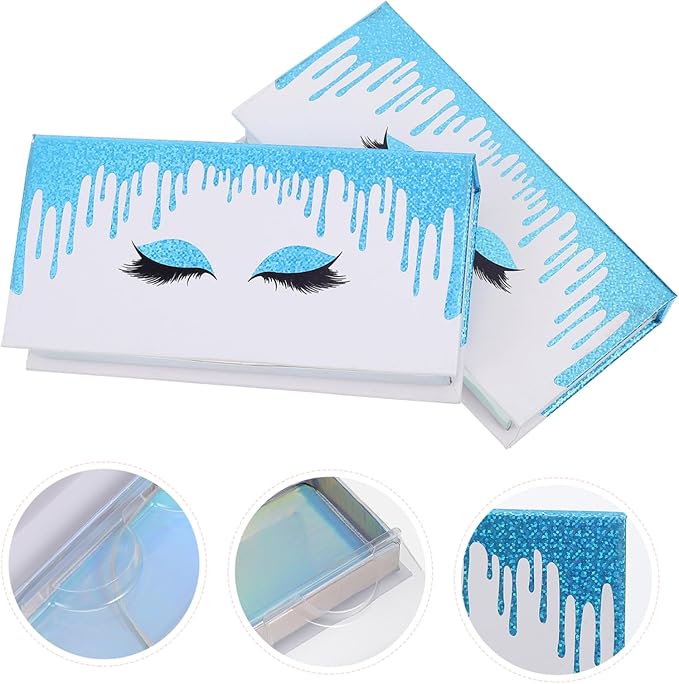 2pcs Elegant Eyelash Case with Delicate Pattern Portable Eyelash Box for Travel Daily Use for Organizing False Lashes