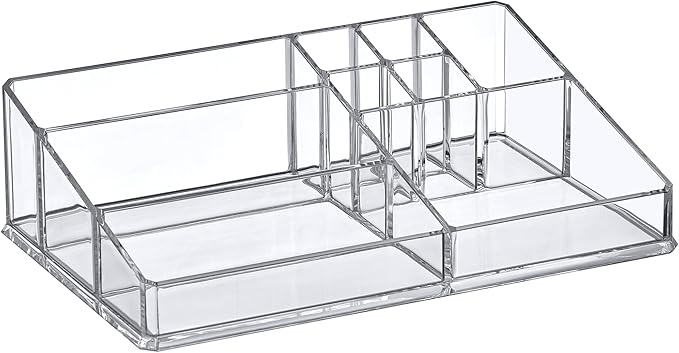 Amazing Abby - Tiffany - Acrylic Cosmetic Organizer (1-Pack), Transparent Plastic Makeup Holder, Compartmented, Shatter-Proof, Perfect Bathroom Vanity Storage Solution for Beauty Supply, Large