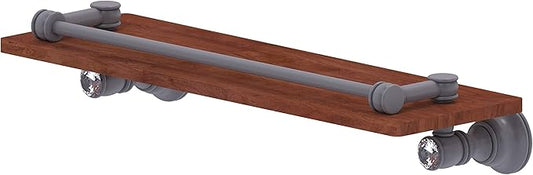 Allied Brass CC-1-16-GAL-IRW Carolina Crystal Collection 16 Inch Gallery Rail Wood Shelf, Matte Gray