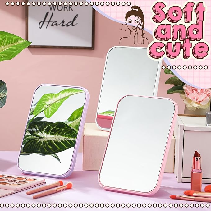 DoubleFill 6 Pcs Spa Party Mirror Spa Party Supplies Sleepover Accessory Favors Makeup Mirror for Sleepover Slumber Birthday Favors Women Adults Princess Gift(Mixed Color)