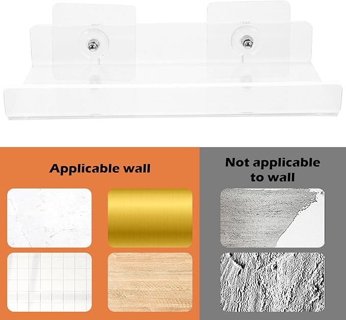 ABOOFAN Acrylic Floating Shelf Wall Rack 20x10cm Small Bathroom Organizer Kitchen Storage Display Rack for Wall Mounted Bathroom Shelves