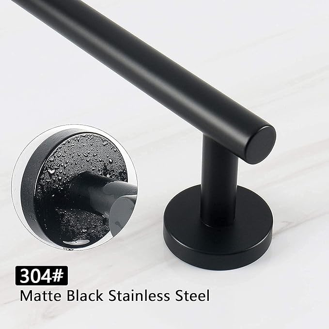 Cilee 2 Pieces Matte Black Bathroom Towel Bar, 24 Inch Double Towel Racks,Bathroom Towel Holder Towel Hanger for Bathroom Stainless Steel Wall Mount