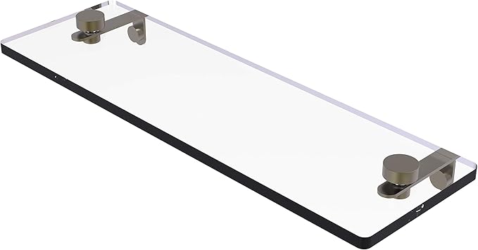 Allied Brass NS-1/16 16 Inch Vanity Beveled Edges Glass Shelf, Antique Brass
