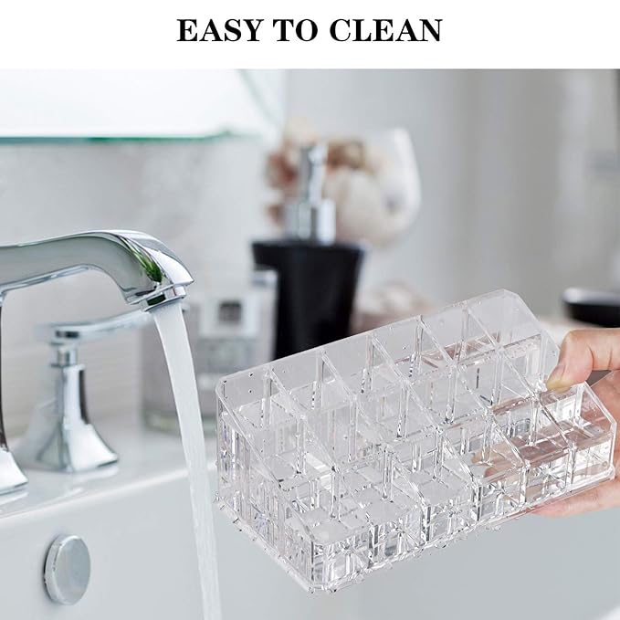 Lipstick Organizers and Storage,18 Slots Acrylic Lipstick Holder & Cosmetics Storage Display Case,Keep Lipsticks,Lip Gloss,Makeup Brushes in Order