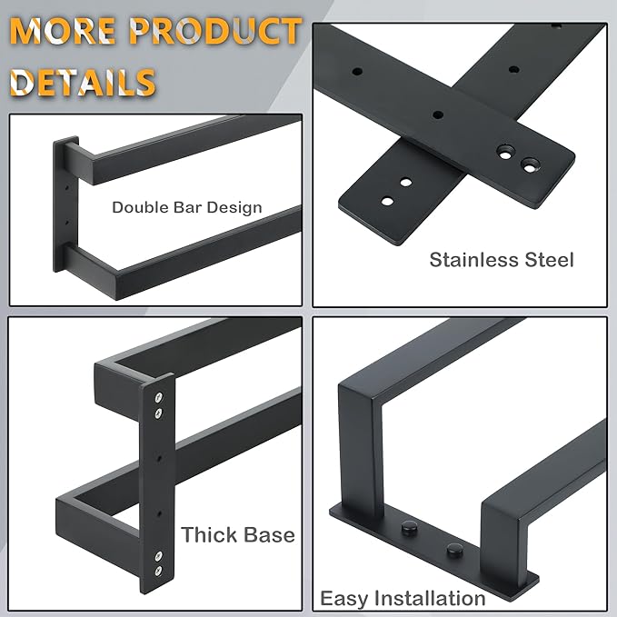 Alise Double Towel Bar, 24" Towel Racks for Bathroom Wall Mounted SUS304 Stainless Steel, Heavy Duty Bathroom Towel Holder, Quick Drying Towel Hanger, Matte Black