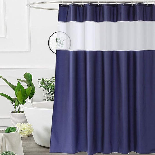 UFRIDAY Navy Blue and White Shower Curtain, Shower Curtains for Bathroom Modern Design 48-Inch x 72-Inch