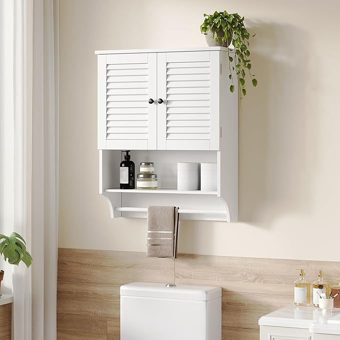 ChooChoo Medicine Cabinet, Bathroom Wall Cabinet, 2 Doors Over The Toilet Space Saver Storage Cabinet with Large Space, White