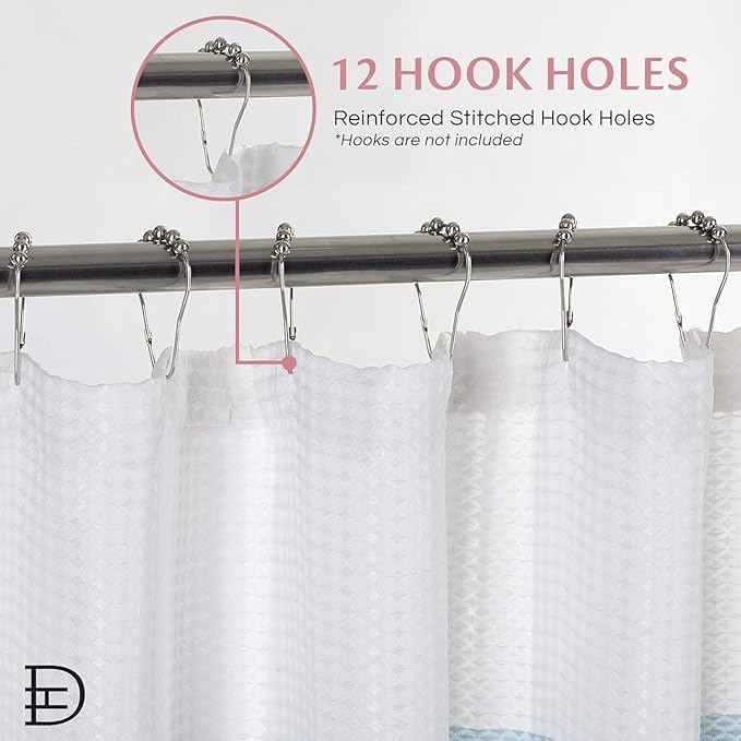 Dainty Home Ombre Waffle Weave Shower Curtain 70 x 72 Blush Textured Fabric Shower Curtain, Hotel Style Waffle Weave Bathroom Curtain, Water Resistant Polyester Ombre Shower Curtain