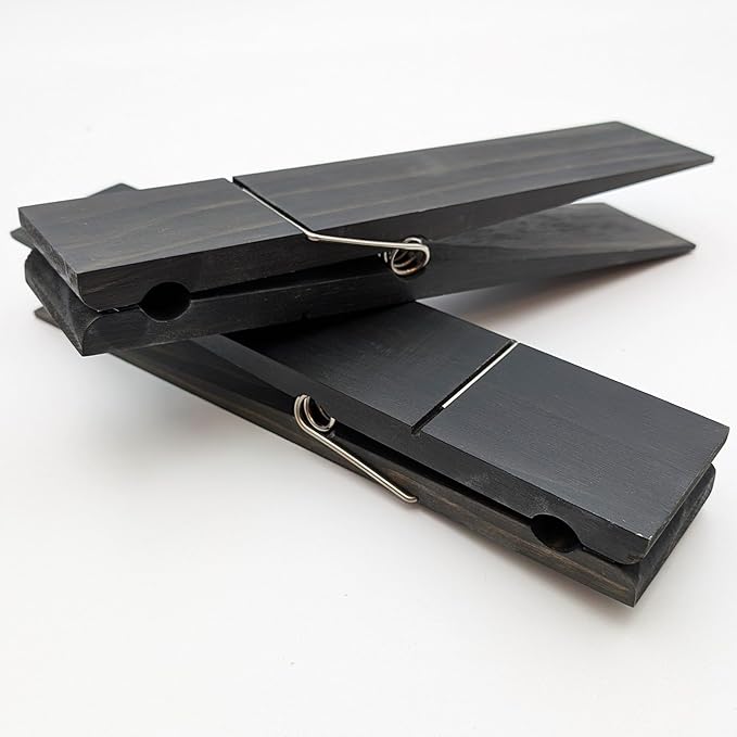Giant Clothespin Bathroom Towel Holder | Huge 12” Clothes pin | Farmhouse Bathroom décor | Laundry Room or Nursery décor | Towel Rack or Hook | Bathroom Accessories wall décor (2 Ebony)