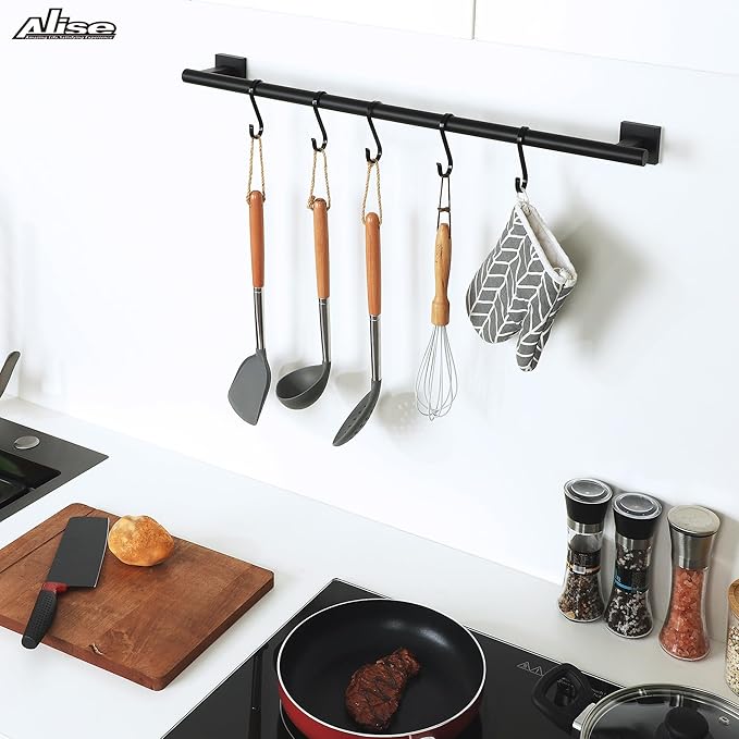 Alise Bathroom Towel Bar, 28 Inch Towel Racks for Bathroom, SUS304 Stainless Steel Hand Towel Holder Heavy Duty Towel Rack Wall Mounted Matte Black Towel Bar