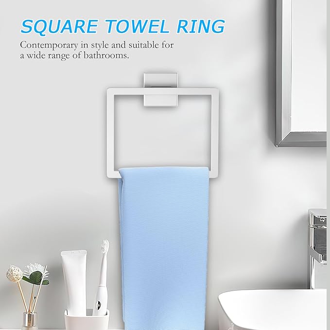 5 Pieces Towel Bar Set Brushed Nickel Bathroom Hardware Accessories Set SUS304 Stainless Steel Towel Holder Set for Bathroom 23.6 Inch Towel Bar,Towel Rack Wall Mounted