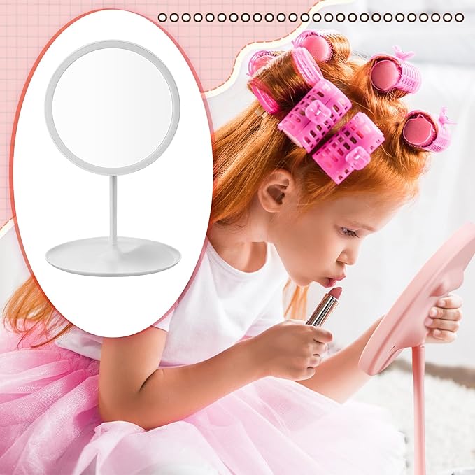 DoubleFill 6 Pcs Spa Party Mirrors Gifts Sleepover Party Favors Make up Table Mirror for Women Girls Mothers Day Accessory Sleepover Supplies Bridesmaid Gifts Slumber Birthday Favors(White)