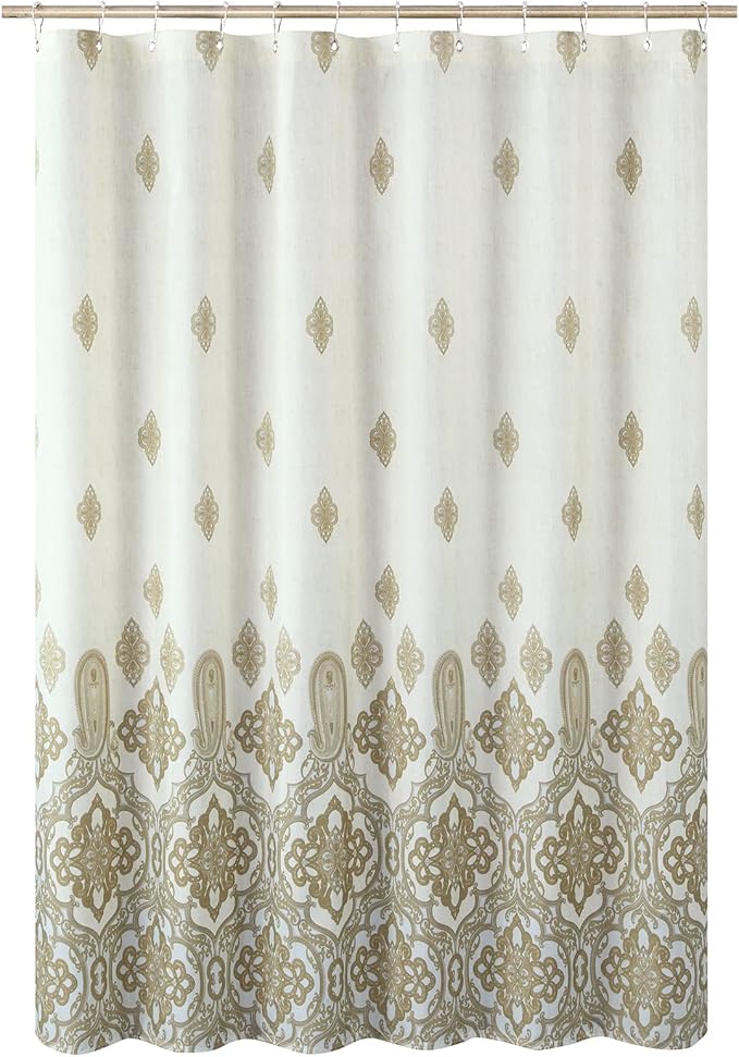 Hudson Taupe Waterproof Polyester Tan Fabric Yellow Paisley Printed Ivory Stall Shower Curtain,Beige Decorative Khaki Classic Bathroom Curtains,Small 62" W x 72" L