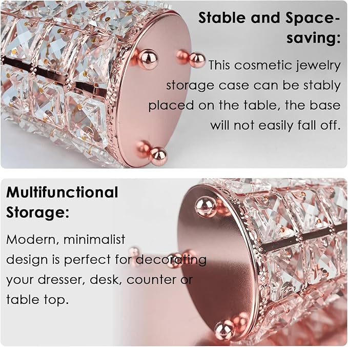 AKOAK 1 Pack Crystal Makeup Brush Holder Office Supplies Storage Rack Eyebrow Pencil/Lipstick/Pencil Makeup Container, Dressing Table, Bedroom, Office (White)