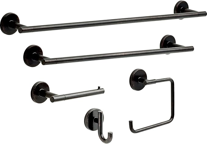Delta Trinsic (1-Pack) Hand Towel Holder Venetian Bronze Towel Racks for Bathroom Wall Square Towel Ring Holder for Bath Towel Hanger for Kitchen, Bathroom Accessories 759460-RB