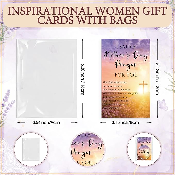 30 Set Mother's Day Inspirational Compact Mirror Religious Bulk Gift for Women Christian Mini Makeup Pocket Mirror Administrative Professional Gift with Card for Volunteer Employee Teacher (Lavender)