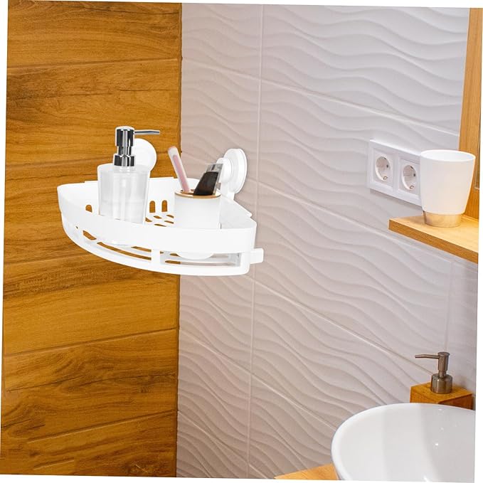 PRETYZOOM 1pc Punch Storage Shelf for Bathroom Easy Installation Multi-Function Organizer for Shampoo and Toiletries Space-Saving Wall-Mounted Rack
