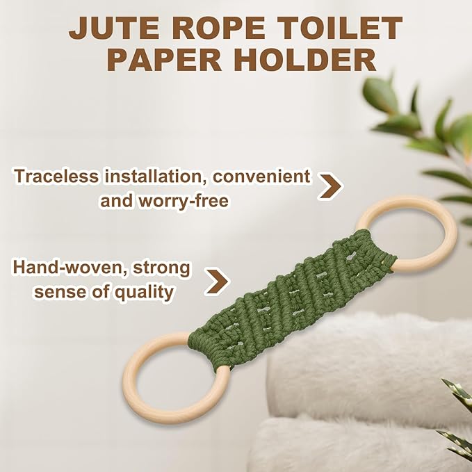 uxcell 2Pcs Kitchen Dish Towel Holder, 11"x3" Crochet Towel Ring with Hanging Loop for Cabinet House Oven Stove Door, Army Green
