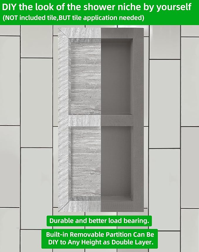 Shower Niche Insert Tile Ready,Niche for Shower Wall,Waterproof Tile Ready Showers Niches Recessed Box Shelf for Showers Bathroom Remodel/Soap Storage,Inner Size 30"x12",Outer Size 34”x16”,Depth 4”