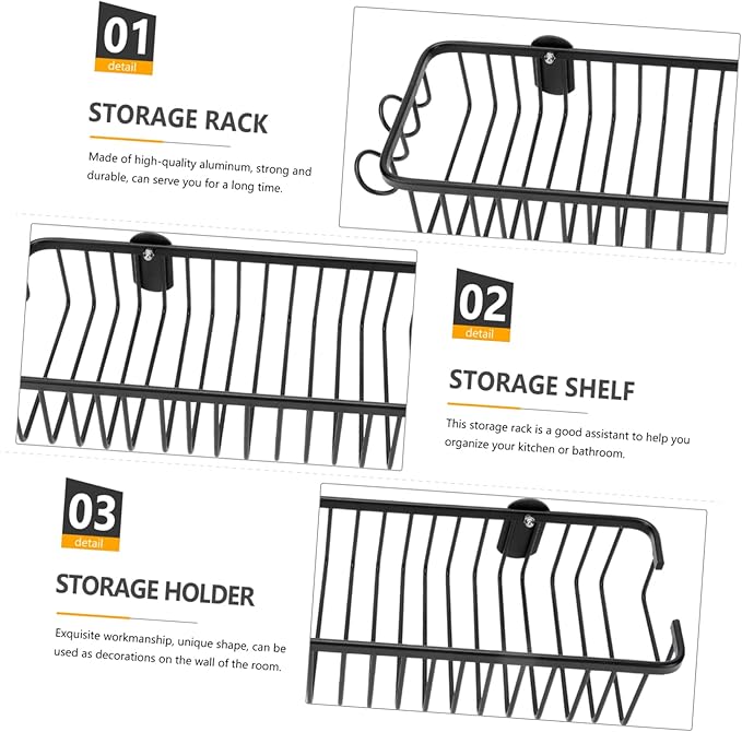 1Pc Wall Mounted Household Storage Rack Stylish Mesh Basket Design Easy to Install Non Punch Shelf for Bathroom Organization Without Wall Damage