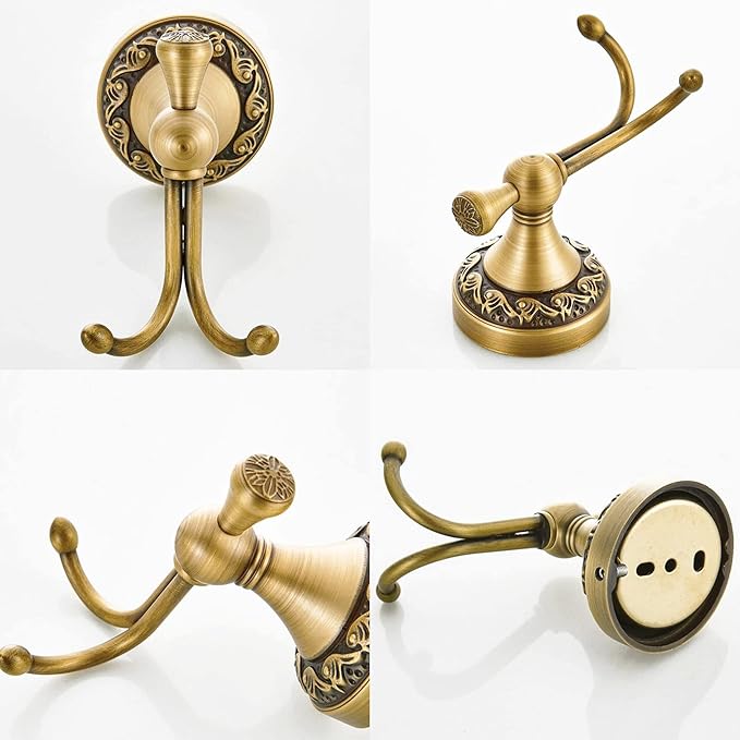 Antique Bronze Bathroom Hardware Set,Adjustable Towel Rack, Toilet Roll Paper Holder,Hand Towel Holder,Hook, Bathroom Accessories Set Wall Mounted （Carve Patterns）