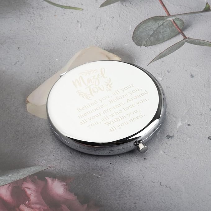 FEELMEM Mazel Tov Good Luck Compact Mirror Bat Mitzvah Gift Jewish Party Congratulations Gift Hanukkah Gift