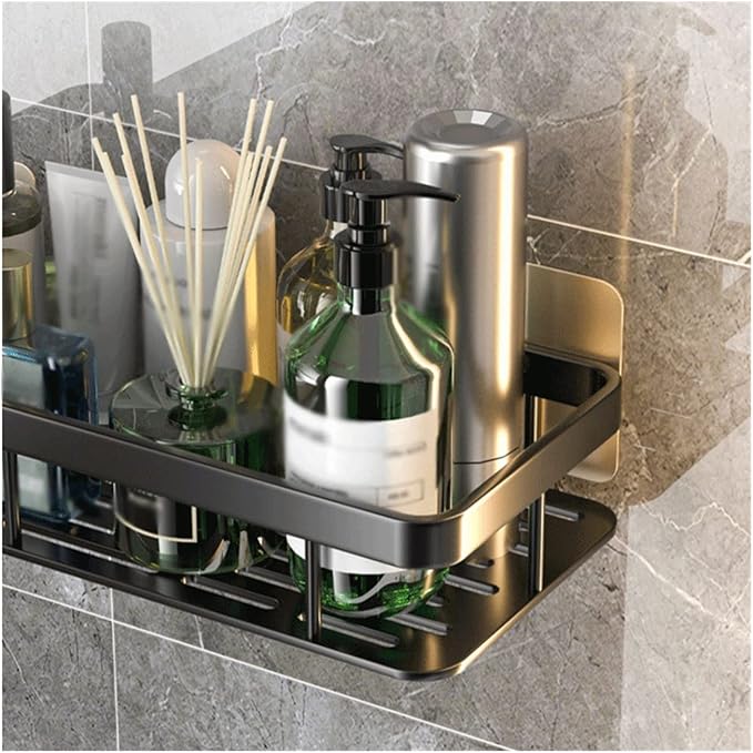 Bathroom Shelf Over Toilet, Storage Rack Toilet Washstand Single Layer Simple Kitchen Counter Metal Wall Perforated(Gris)