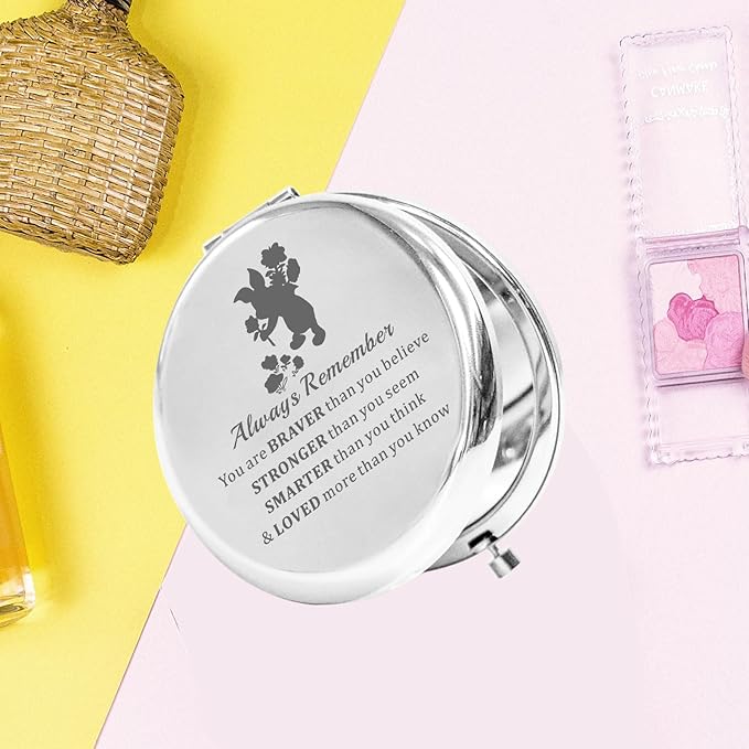 KEYCHIN Pig Pocket Mirror Pink Pig Fans Gifts You are Braver Stronger Smarter Than You Think Pig Compact Mirror (Pig-S)