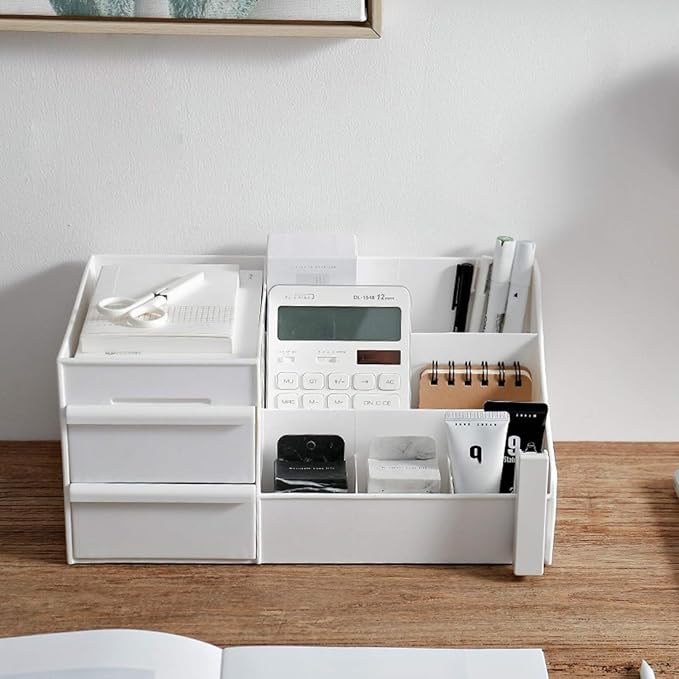 Simbuy Makeup Organizer With Drawers, Bathroom Countertop Organizer for Cosmetics, Vanity Storage for Lipstick, Brushes, Lotions, Eyeshadow, Nail Polish and Jewelry