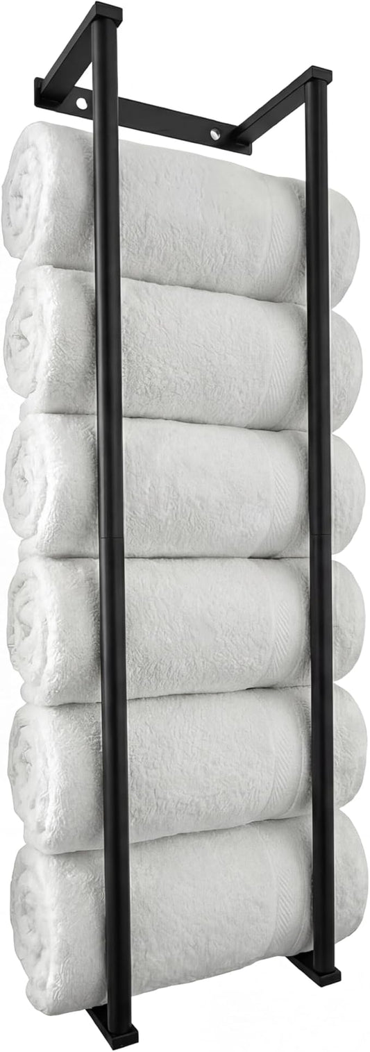 Bathroom Towel Storage Rack,28 Inch Stainless Steels Towel Racks for Bathroom, Wall Mounted Organizers and Storage Shelves for Bathroom,Black