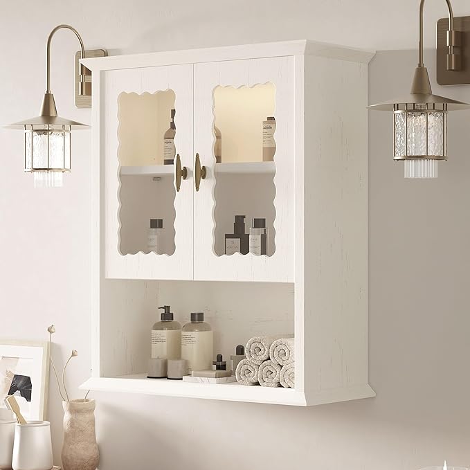 CJL Bathroom Wall Cabinet with Motion Sensor Led Light, Over The Toilet Storage Cabinet, 18.9'' x 23.6'' Medicine Cabinet of Mid-Century Modern Design with Acrylic Door, White