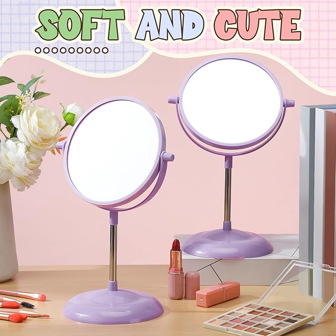 DoubleFill 6 Pcs Spa Party Mirrors Gifts Sleepover Party Favors Make up Table Mirror for Women Girls Mothers Day Accessory Sleepover Supplies Bridesmaid Gifts Slumber Birthday Favors(Purple)