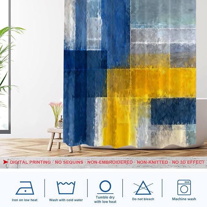 Shrahala Brown Abstract Art Decorative Shower Curtain, Grey Contemporary Colorful Bathroom Décor Polyester Fiber Waterproof with Plastic Rings for Shower Stall Bathtubs 72 X 60 in