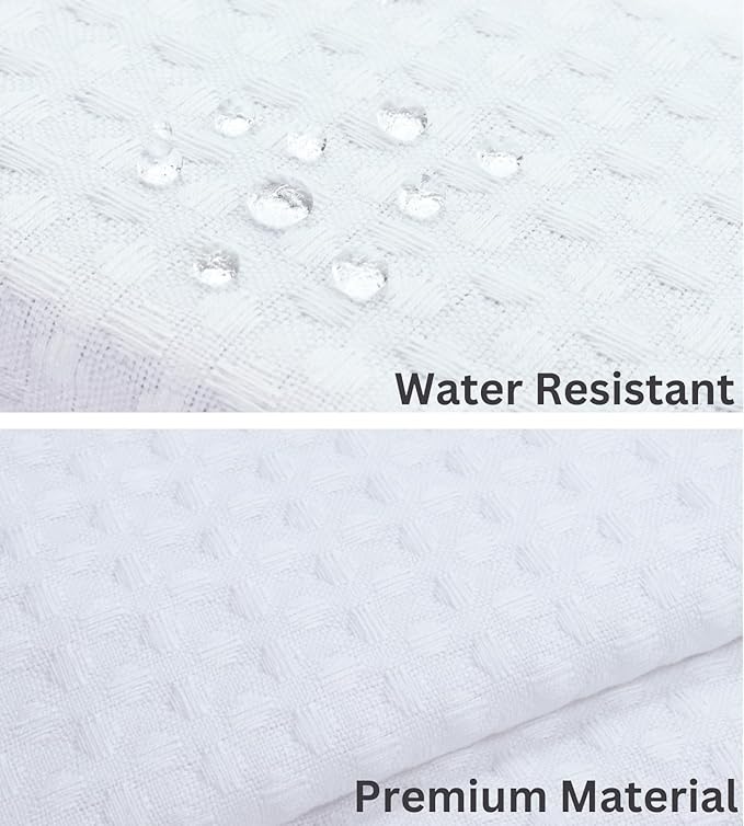 PurpleEssenecs Shower Curtain - Waffle Textured Heavy Duty Thick Fabric for Bathroom, Luxury Weighted Cloth Bath Curtain - Spring Easter Summer - 72" W x 72" L - Pack of 1 - White