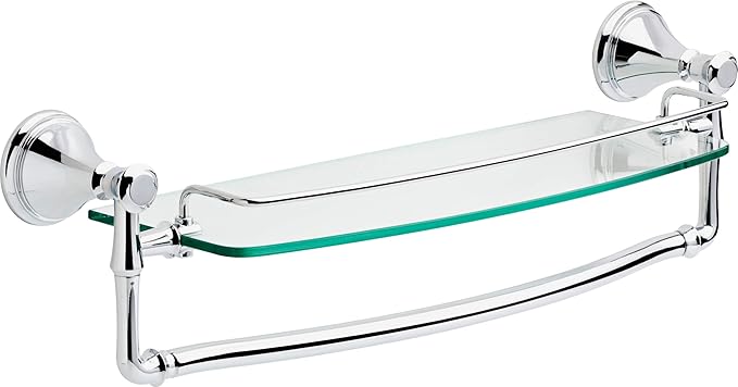 Delta 79710 Cassidy 18-in Glass Shelf with Towel Bar in Polished Chrome