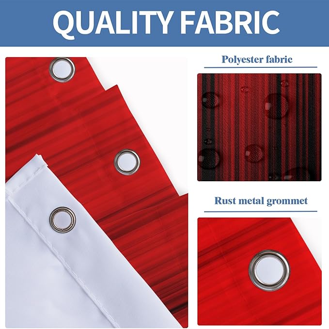 AAtter 4 Piece Red and Black Shower Curtain Set Get Naked Funny Adults Gothic Mens 60Wx72L Curtains Decor with Non-Slip Rugs, Toilet Lid Cover and Bath Mat Bathroom Accessorie Home Bathtub Set, Ombre
