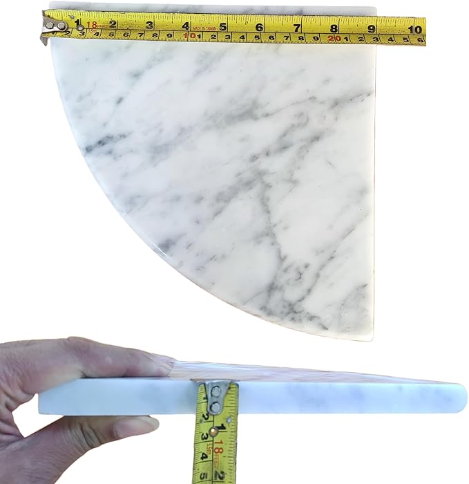 2 pcs Marble Shower Corner Shelf for Bathroom, 9 Inch Gray Veins and Soft White Marble Corner Shelves for Bath Wall Mounted Both Side Polished