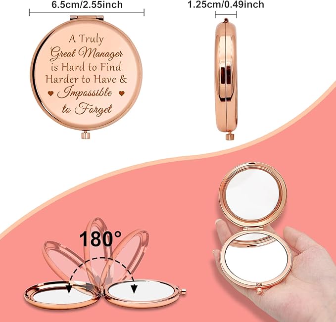 Best Manager Appreciation Gifts Compact Makeup Mirror Manager Leaving Gift Supervisor Gift for Women Leader Boss Coworker Friend Birthday Present Retirement Goodbye Going Away Personal Mirror