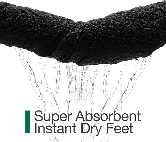 LUMI Ultra Soft Bathroom Rugs Non Slip with Rubber Backing, Absorbent Washable Bath Mat Quick Dry, Upgraded Premium Microfiber Plush Carpet for Bathtub and Shower Floor, Black, 20x32