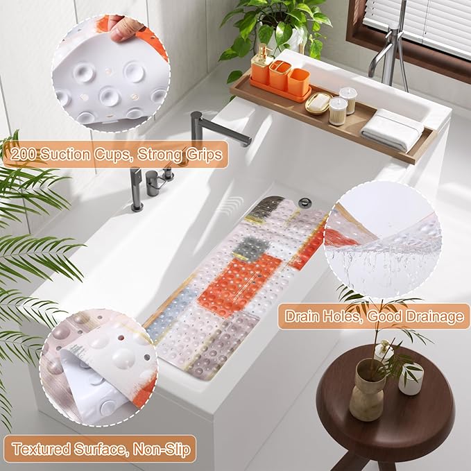 XLHOMO Bathroom Accessories Set - 26PCS Orange Bathroom Set, Luxury Bathroom Accessory Set with Shower Curtain and Rugs and Bathtub Mats for Home