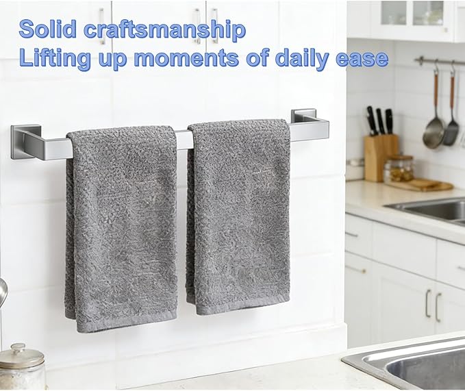 2 Packs 24 Inch Bathroom Towel Bar SUS304 Stainless Steel Brushed Nickel Towel Holder Wall Mounted Heavy Duty Towel Rack Bathroom Towel Rod Modern Square Base Design (2, Brushed Nickel, 24 Inch)