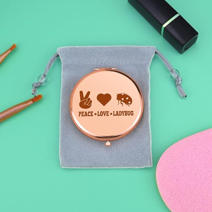 Ladybug Lover Gifts Compact Makeup Mirror Ladybug Gifts for Women Animal Lover Present Good Luck Ladybird Inspirational Present Folding Makeup Mirror for Friend Daughter Sister Birthday Graduation
