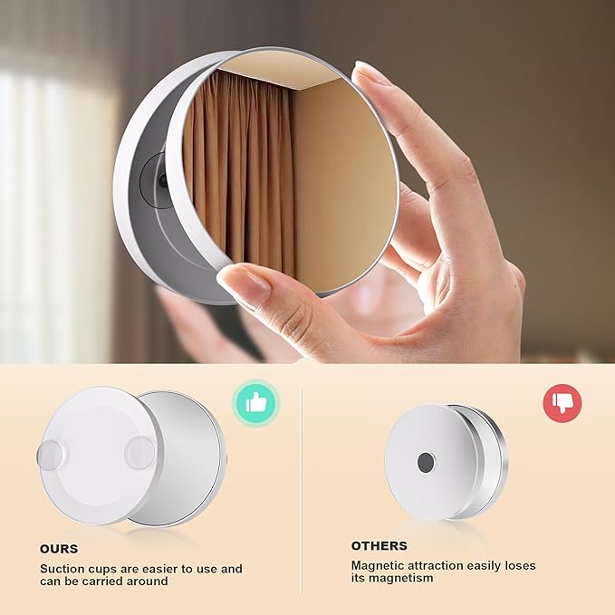 MINISO Vanity Mirror with Lights, 13.8" x 10.6" LED Makeu Mirror, Light & Brightness Adjustment, Smart Sensor, Aluminum Alloy Metal White Frame, with 5X Magnifying Glass