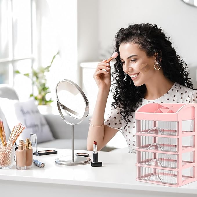Makeup and Jewelry Organizer-Multilayer Transparent Drawer Storage,Desk Drawer Organizer-Cosmetics Jewelry Storage Cabinet,Desktop Rack for Stationery | Household Storage,for School Home (white, XL)